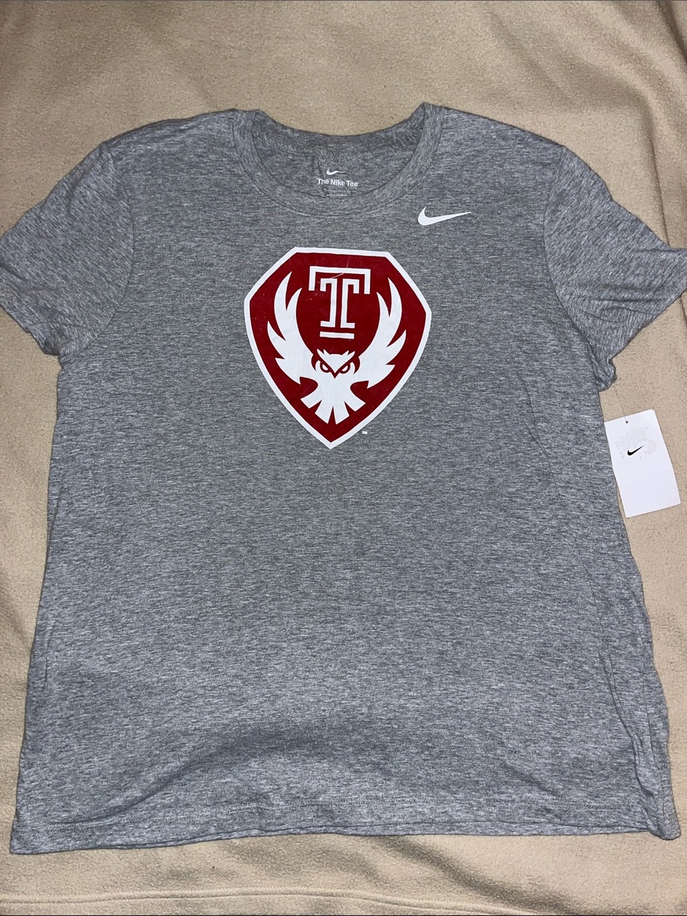 Nike Grey Tee with Maroon & White Temple Crest